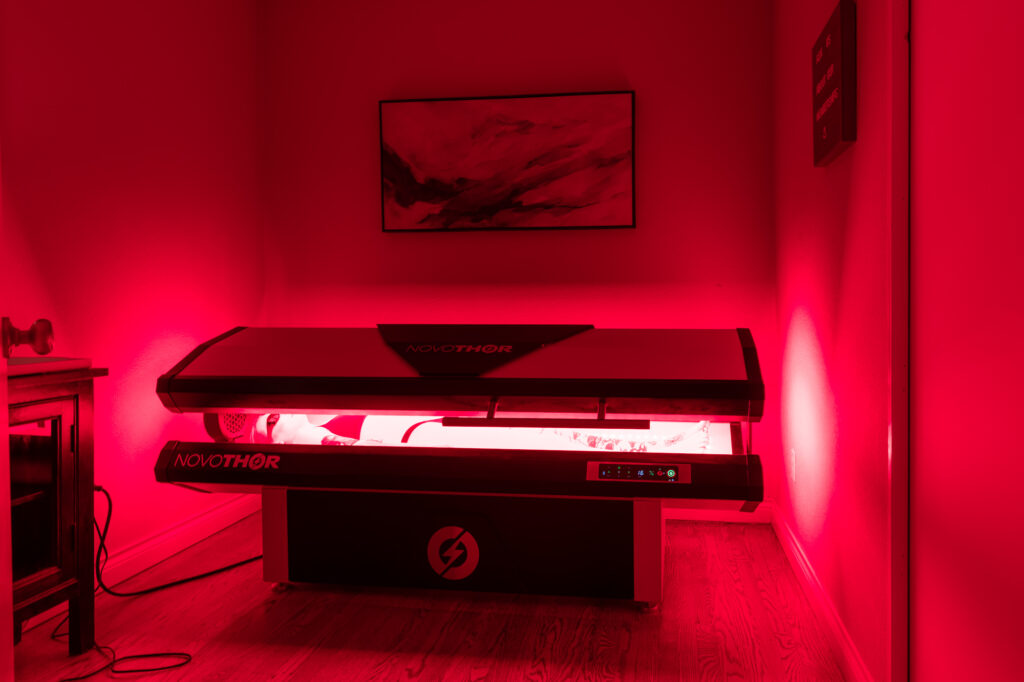 A patient receives Red Light Therapy in Centennial, CO